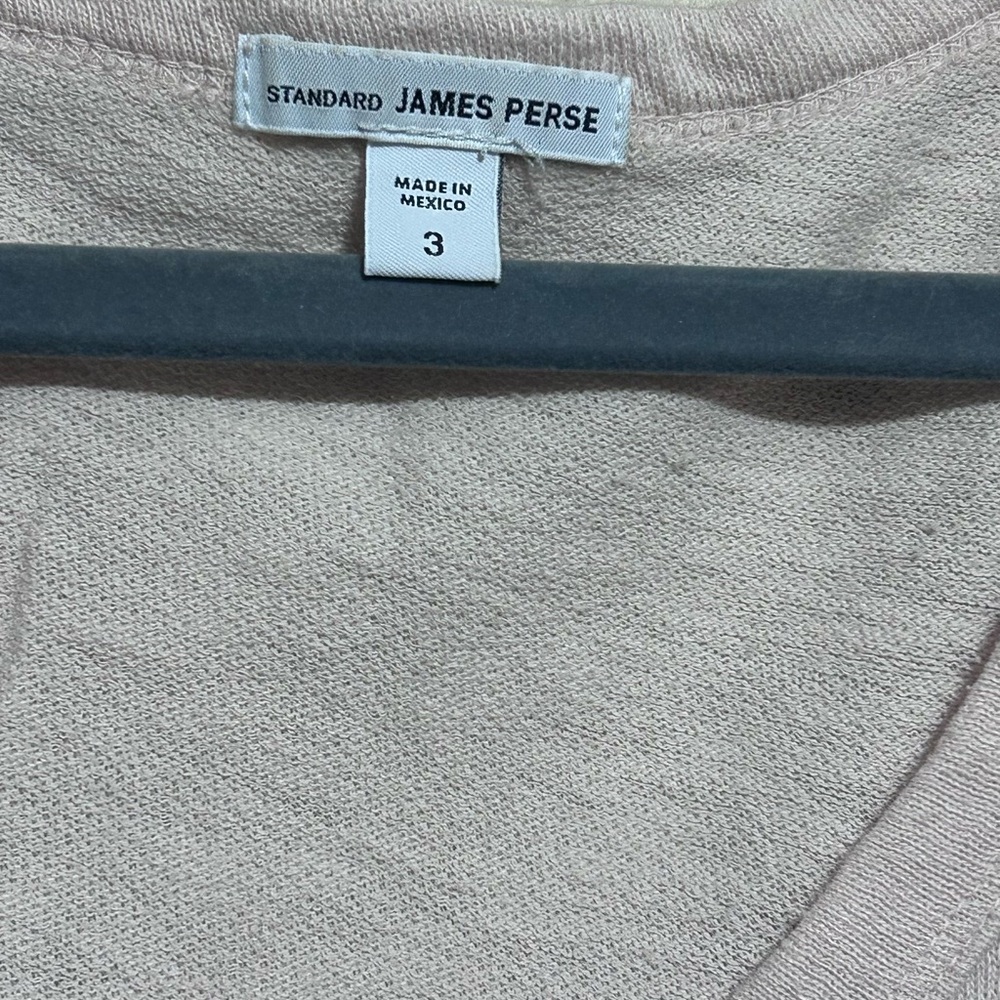 James Perse Soft Pink relaxed V-Neck Long Sleeve Tee Size 3 - Picture 5 of 9